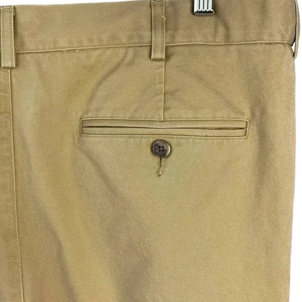Lands' End Traditional Fit Pleated Chino Pants Men Size 38 Khaki Straight Leg